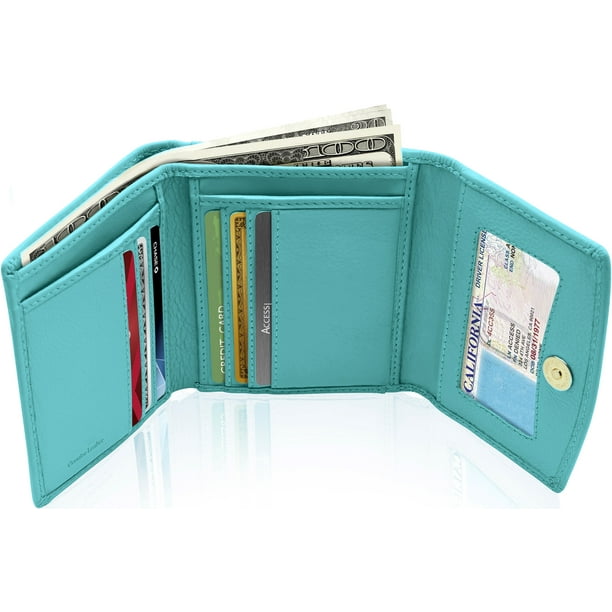 Zip Around Womens Wallet Genuine Leather Purse Credit Card Coin Compact Case